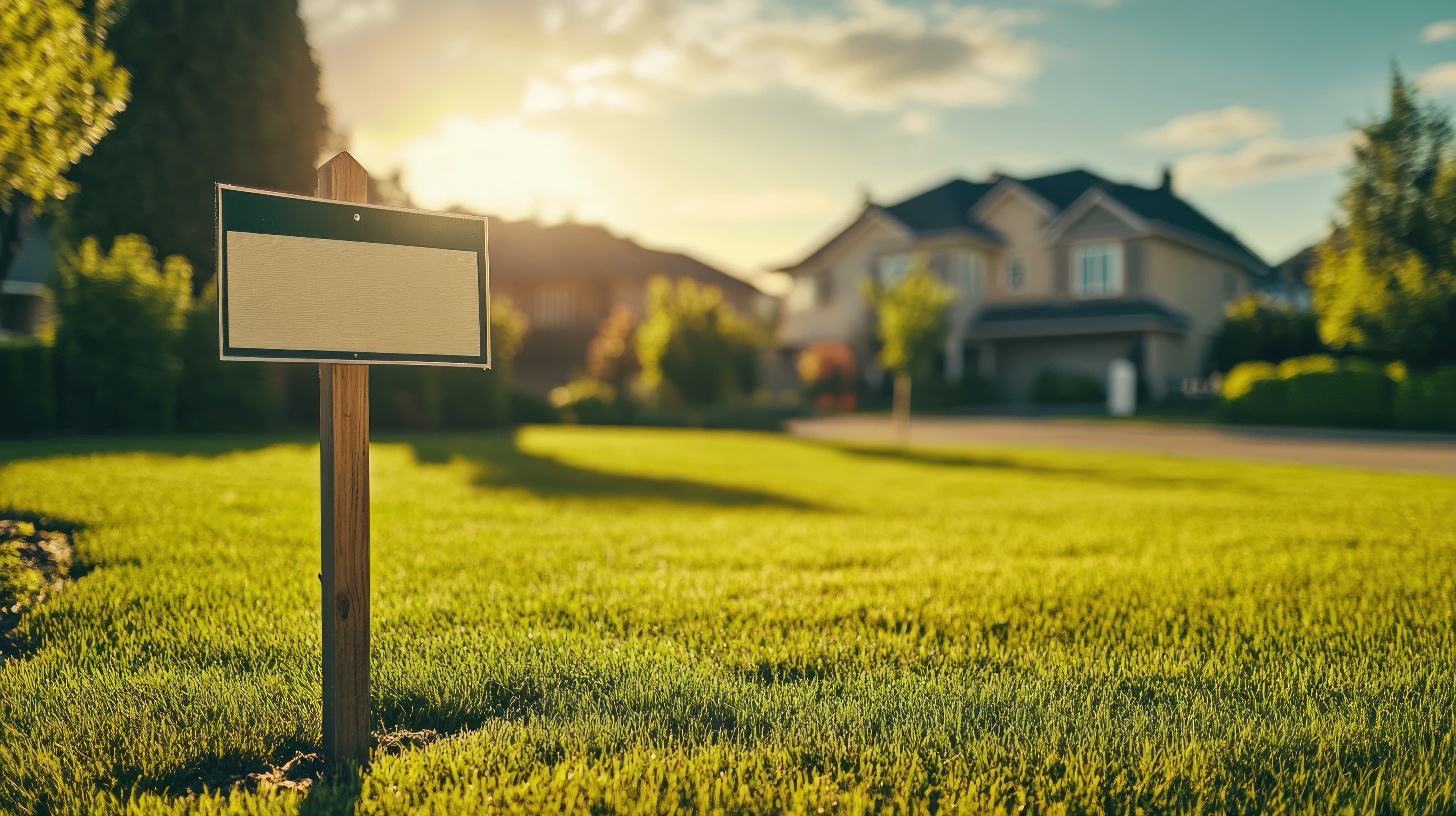 Blank sign front house